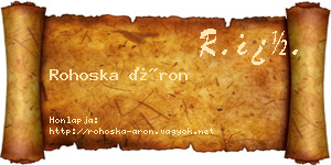 Rohoska Áron névjegykártya